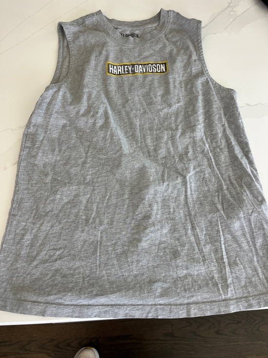 Harley-Davidson Tops - Harley-Davidson Gray Muscle Tank with Yellow Logo Patch